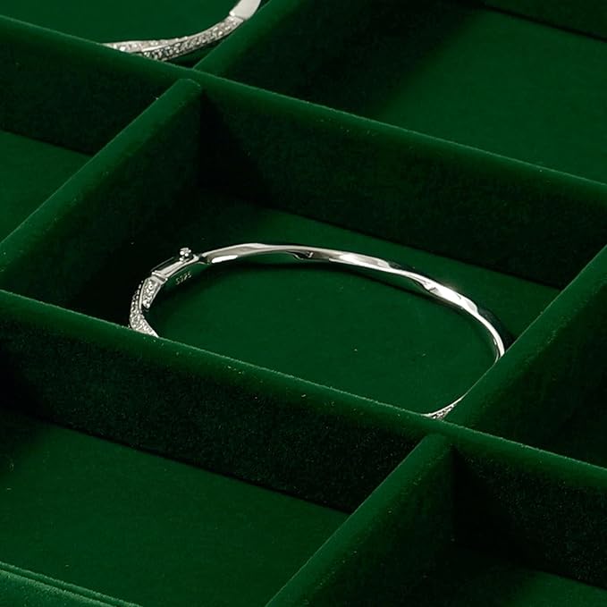 12 Grids Velvet Jewelry Tray Bracelet Trays Bangle Holder for Bracelet Bangle Earring Ring Display Storage (Green)