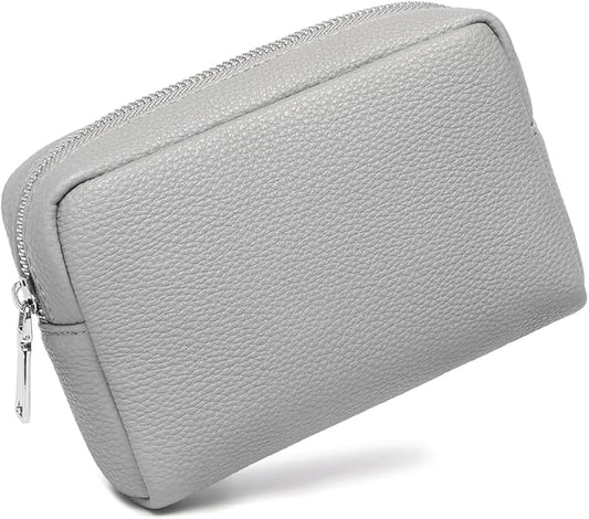 Makeup Bag Large Capacity Women's Classic Black Wash Bag Adjustable Partition Wash Brush and Cosmetic Carrying Bag (PU/Shark Gray)