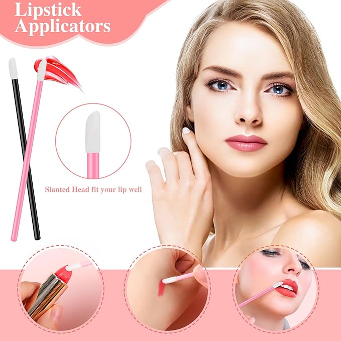 Disposable Makeup Applicators Tools Kit, 100 Mascara Wands 100 Lipstick Applicators 50 Disposable Eyeliner Brushes 10 Eye Shadow Brush with Organizer Box Galentines Valentines Day Gifts