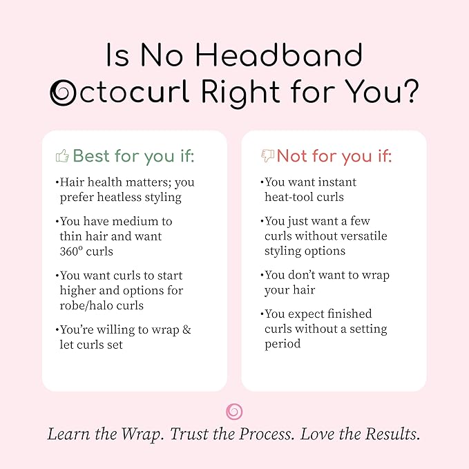 Octocurl No Headband Heatless Curlers for Medium to Thin Hair – Lightweight Curling System for Controlled, 360° Heat-Free Curls