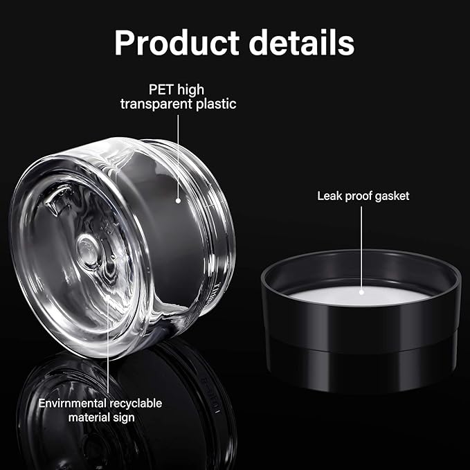 SATINIOR 6 Pack 3 oz Plastic Jars Containers with Lids Wide-mouth Refillable Leakproof Reusable Round Empty Jars for Travel Cosmetic Dry Food SpiceCandy Cookie Home Kitchen Organizing(Black)
