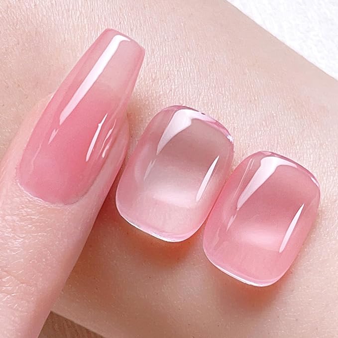 Born Pretty French Manicure Kit, Nail Stamper and 2Pcs Gel Nail Polish, Include Jelly Sheer Pink White Colors for French Tip, U V Light Cure
