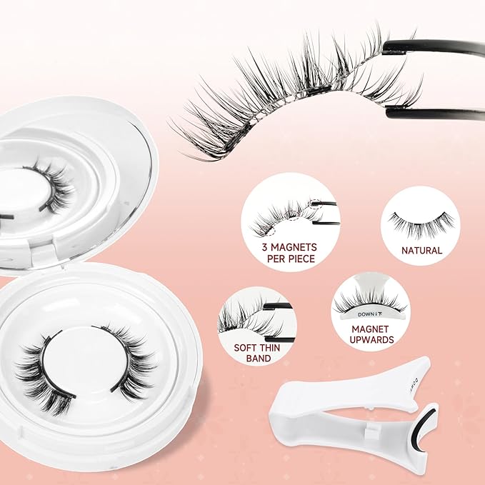 Higu clace Magnetic Eyelashes Magnetic Lashes with Applicator Soft Magnetic Eyelashes Natural Look Pestañas Magnéticas No Need Glue Easy to Wear and Remove Pestañas Magnéticas Naturales(I04)