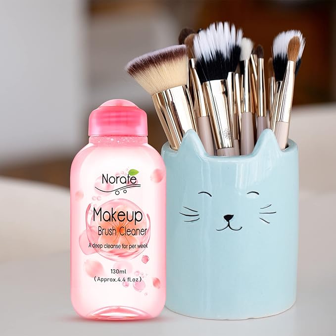 Norate Makeup Brush Cleaner, Make Up Brush Cleaner Solution + Makeup Brush Cleansing Pad, Brush Cleaner Mat for Brushes, Deep Clean Shampoo 4.4 Fl.Oz, Gentle Formula Cruelty Free, 2 Piece Set
