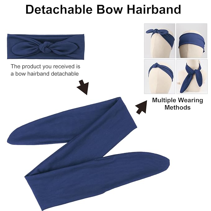 DRESHOW 4 Pack Adjustable Knotted Headbands Non Slip Elastic Yoga Hair Bands Solid Colors Headbands for Women and Girls