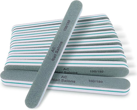 10pcs Professional Nail File 100/180 Grit, Durable Sandpaper Buffer Strong PP Board Core, Nail File Nail Buffer, Nail Files and Buffers for Natural Nails, Emery Boards for Nail Files Fingernail Files
