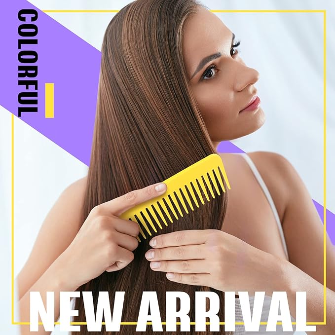 Vesici 100 Pcs Wide Tooth Comb Bulk 6.1 Inch Large No Handle Tooth Comb for Wet Hair for Travel Hotel Homeless Shelter Nursing Home Charity Church, 7 Colors