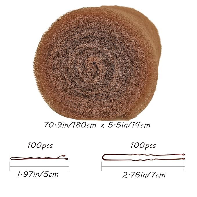Hair Sponge for Updo Brown with 200pcs pin Hair Filler Padding for Updo Light coffee