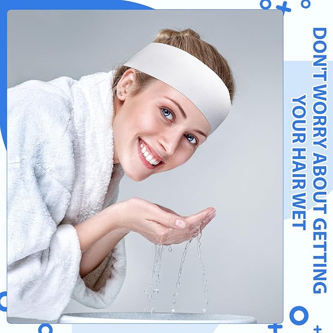500 Pieces Disposable Spa Facial Headbands White Stretch Non Woven Facial Headband with Convenient Closure Soft Skin Care Hair Band for Women Salons