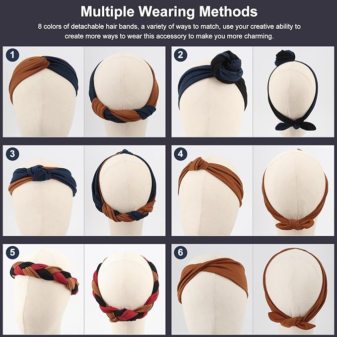 DRESHOW 4 Pack Adjustable Knotted Headbands Non Slip Elastic Yoga Hair Bands Solid Colors Headbands for Women and Girls