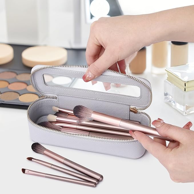 Travel Makeup Set Waterproof Transparent Cosmetic Bag and Toiletry Bag Makeup Brush case with Zipper Car Essentials for Women (Gray, L+M+SLIM)