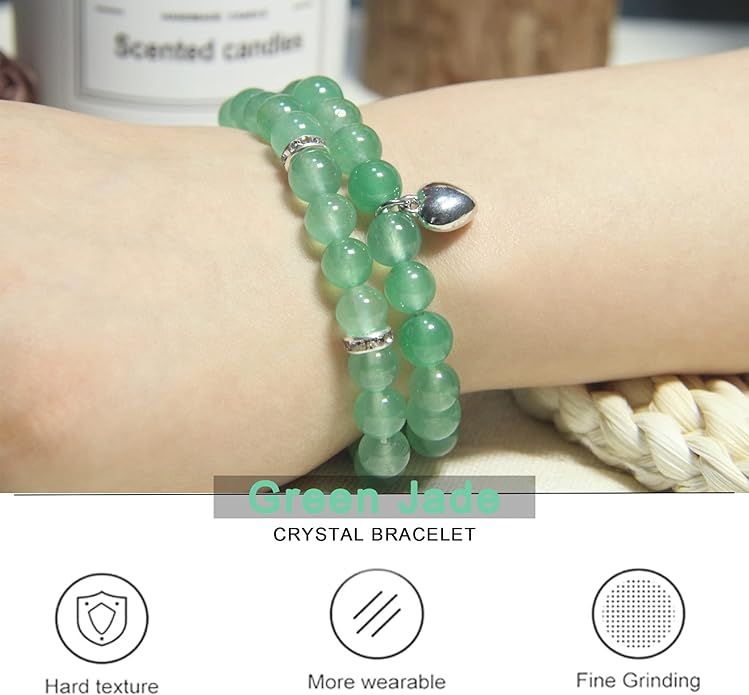 2Pcs Healing Crystal Bracelets for Women Handmade Beaded Bracelet Healing Prayers Crystal 8mm Natural Stone Beads Bracelet Stress Relief Get Well Soon Gifts