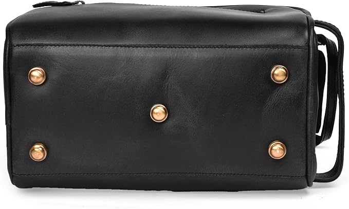 LEATHER VILLAGE Genuine Leather Toiletry Travel Pouch With Waterproof Lining - Black | King-Size Handcrafted Vintage Dopp Kit Bag, Shaving & Bathroom Organizer, Gift for Men & Women