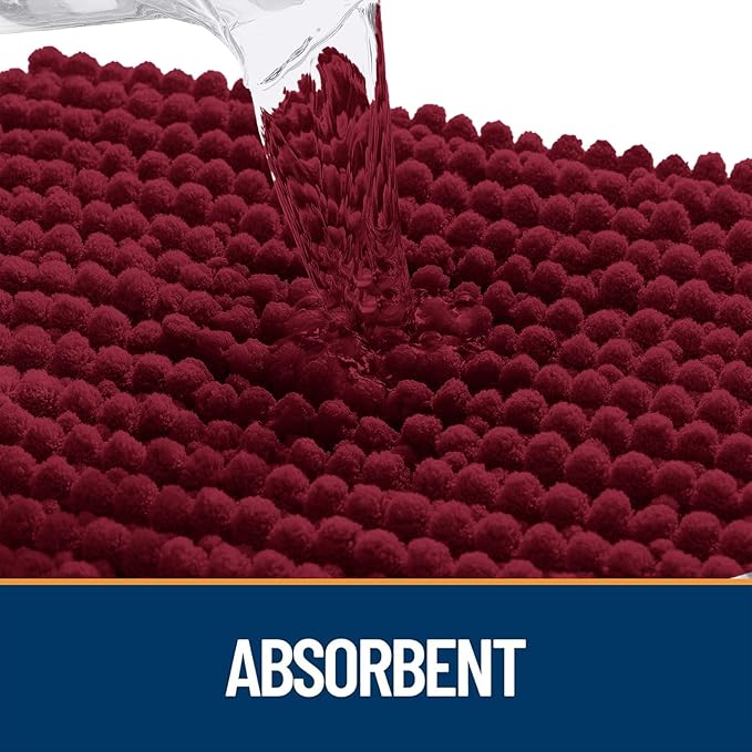 OLANLY Dog Door Mat for Muddy Paws 59x35, Ultra Absorbent Chenille Mud Doormat, Non-Slip Washable and Dirt Trapping Doormat for Indoor Entryway, Quick-Dry Indoor Pet Bed Mats for Dogs, Burgundy