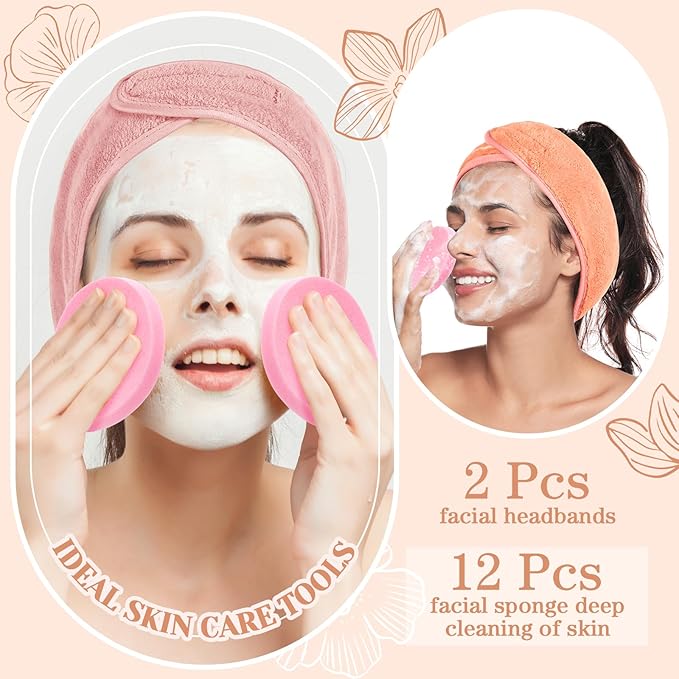 LemonRoad 25 Pcs Esthetician Facial Supplies Set, 3 Stainless Steel Mixing Bowls, 2 Serving Trays, 6 Brushes, 2 Hairbands, 12 Compressed Sponges for Women Facial Mask Spa Home Use(Rose Gold)