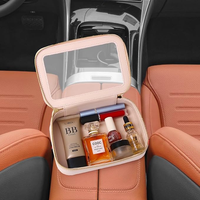 Clear Makeup Bag Small Cosmetic & Toiletry Bag Waterproof Travel Case Women's Pouch Organizer Makeup Bag for Car with Zipper (Pink, Small-1)