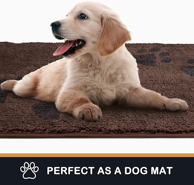 PURRUGS Dirt Trapping Door Mat 24" x 59", Non-Skid/Slip Machine Washable Microfiber Entrance Rug, Shoes Scraper, Dog Doormat, Super Absorbent Floor Mat for Muddy Wet Shoes and Paws, Brown