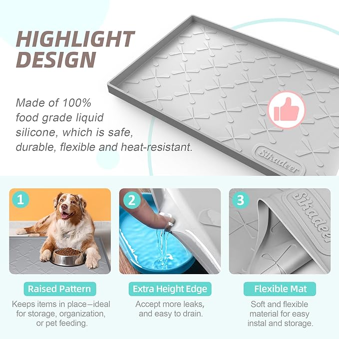 SIKADEER 19" x 19" Under Sink Mat Waterproof, Silicone Mat Kitchen Drawer Shelf and Cabinet Liner, Sink Protector for Kitchen Organizers and Storage, Boot Tray Pet Food Mats