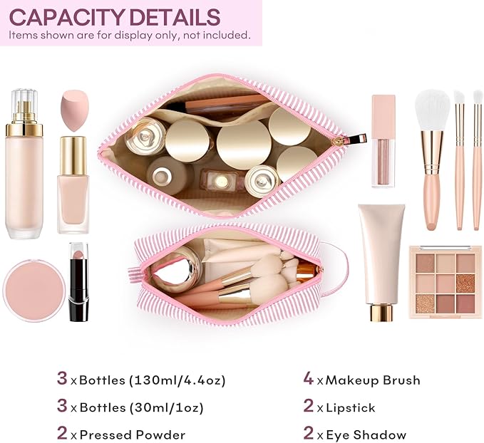 mibasies 2 PCS Initial Makeup Bags for Women: - Birthday Gifts for Teen Girls 11 12 13 14 15 16 Years Old - Preppy Trendy Stuff - Cosmetic Bag for Travel Toiletry - Pink S