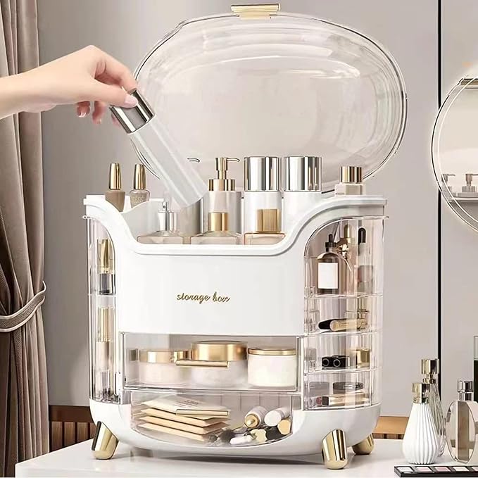 Large Makeup Organizer Countertop Vanity Organizer Cosmetic Organizer Makeup Storage Box Bathroom Counter Organizer Perfume Skincare Organizers Gift Women Girls Clear Design Easy Visibility