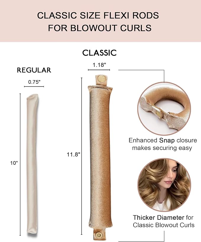 Classic Velvet Heatless Hair Curler Curling Rod Set - Soft Jumbo Large Flexi Rods Hair Rollers Curlers to Sleep in for Women, No Heat Heatless Curls Overnight Rods for Long Hair Volume Look Blonde