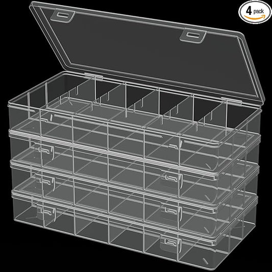 clear visible plastic storage box cosmetic tools storage box makeup tools fishing tackle accessory box organizer jewelry screws hardware accessories organizer box (4Pack)