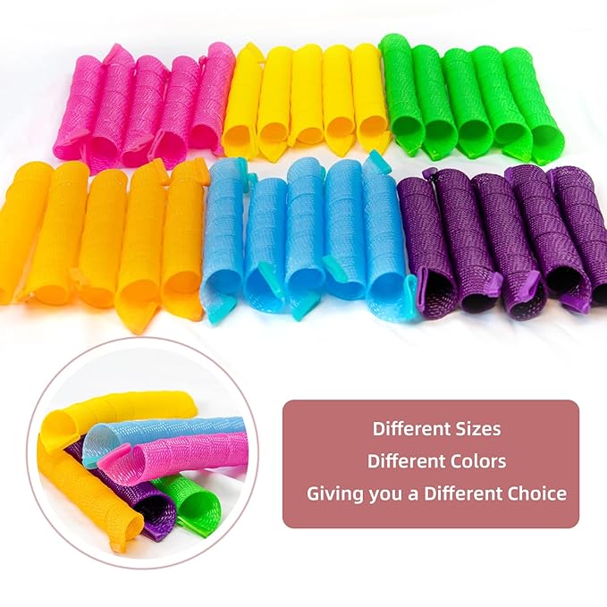 30pcs Heatless Hair Curlers Rollers Spiral Curls Styling Kit with 2 Sets Styling Hooks,No Heat Curlers for Women Girl's (12 Inch/30 cm).