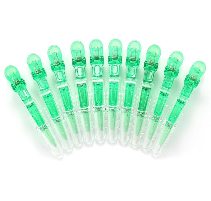 10pcs/set Multicolor Croc Clips Transparent Plastic Hairdresser Clip Hair Styling Sectioning Barrettes Professional Non Slip Alligator Clip Salon DIY Accessories Hairpins (10pcs-Green)