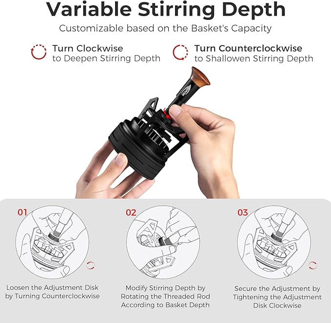 IKAPE Espresso Coffee V3 WDT Tool, 58mm Stirrer Distribution Tool, Equipped with 10-needle Stirrer, Adjustable Needle Height, Coffee Stirrer with Dosing Funnel & Stand