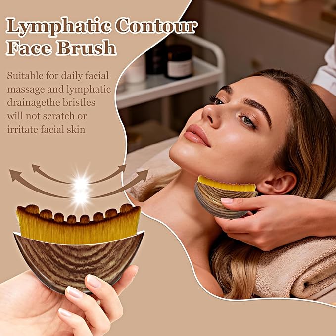 Lymphatic Contour Face Brush for Sculpting, Anti-Puffiness & Face Lift Tool, Promotes Detox, Skin Glow & Serum Absorption, 1 Pack