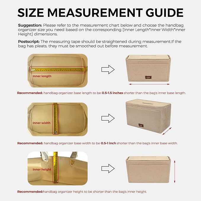 GIVLEFLY Extra Large Purse Organizer Insert for Tote Bags – Felt Handbag Divider with Detachable Zipper Pocket, Key Clip, Handles, Privacy Cover & Cup Holder, Fits Longchamp Neverfull, Beige