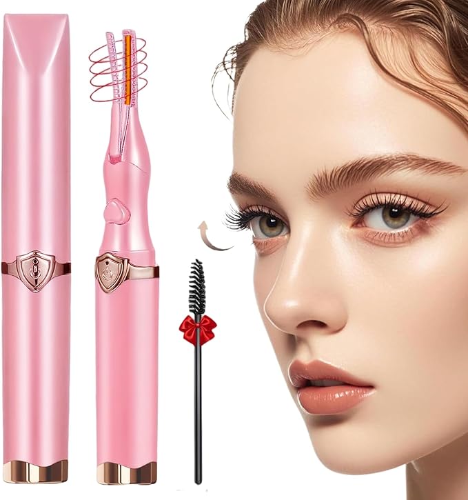 Heated Eyelash Curler - 2-in-1 Clip-Type Design, 3 Temperature Modes, USB Rechargeable Electric Eyelash Curler, Natural Curling 24H Long-Lasting Curl, Gift for Women & Girls, Light Pink