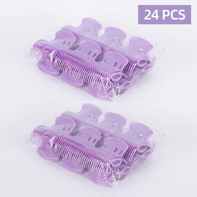 Tbestmax 24 Hot Roller Clips for Hair Curler Claw Clip Replacement Hair Section Styling for Women Girls Purple