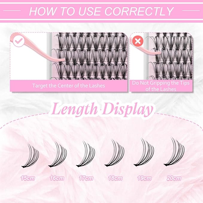 FADLASH Individual Lashes Cluster Mix Clusters Black Volume Eyelash Clusters Long Individual Lash Extensions D Curl Cluster Lashes DIY Eyelash Extension (20D-0.07D, 15-20mm)