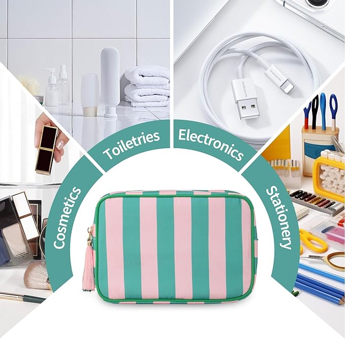 Makeup Bag Travel Cosmetic Bag Organizer Tassel Toiletry Bag Large Canvas Zipper Pouch Mahjong Tile Bag