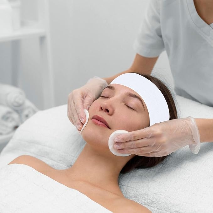 500 Count Disposable Spa Facial Headbands with Convenient Closure,White Stretch Facial Headwraps Soft for Facials Skincare Spa