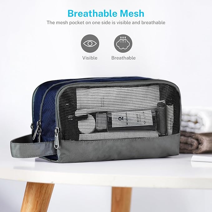 Gonex Travel Toiletry Bag Nylon, Shaving Bag Toiletry Organizer Deep Blue