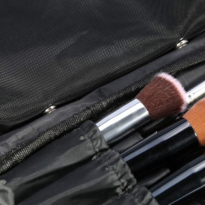 Professional Makeup Brush Bag, Makeup Artist Bag, Makeup Brush Belt, Makeup Brush Holder for Artists, Cosmetic Organizer Pouch for Brushes and Cosmetics (Black)