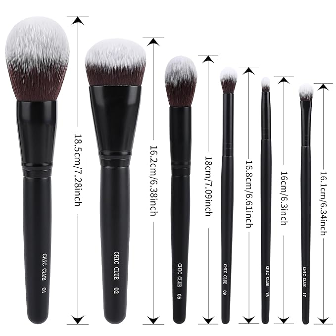 Premium Synthetic Makeup Brushes 6Pcs Makeup Brush Set for Powder Foundation Contour Blush Hightlight Eyeshadow Blending & Concealer, Cruelty-Free