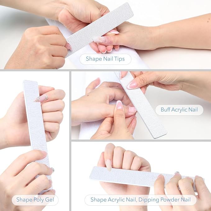 Nail Files, 50 PCS Fingernail Files 80/80 Grit Emery Boards for Nails - Professional Nail File Bulk Washable for Acrylic, Gel, Dip Powder, and Poly Gel Nails