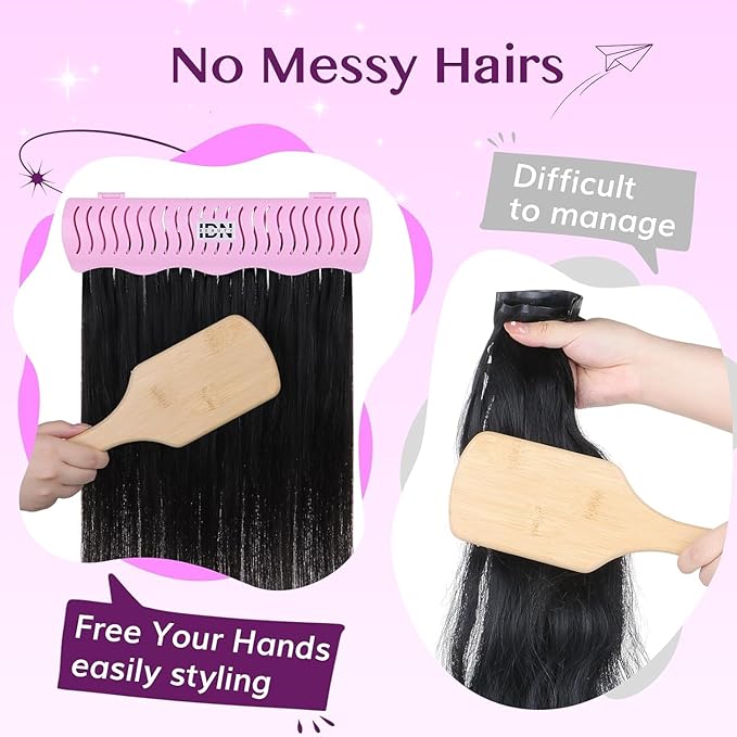 IDN BEAUTY Hair Extension Holder Stand for Styling, 4 Installation Modes With Tool, Hair Extension Holder Designed to Securely Hold Your Extensions for Washing, Styling, Packing and Storing (rose)