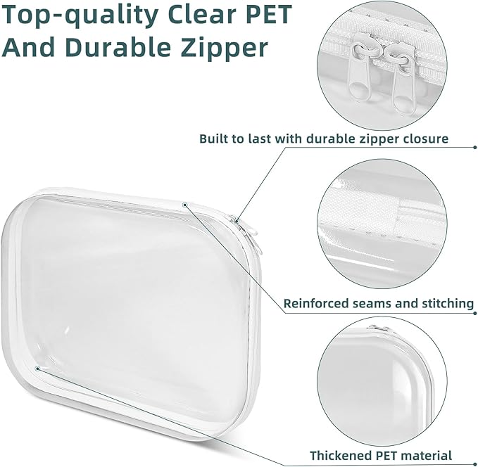 Clear Hard Shell Zipper Cases (5 Packs), Plastic Hard Sided Zippers Pouches Clear Hardshell Pencil Case For Storage, Diaper Bag Organizer Bliss Bins 4*Small/1*Medium