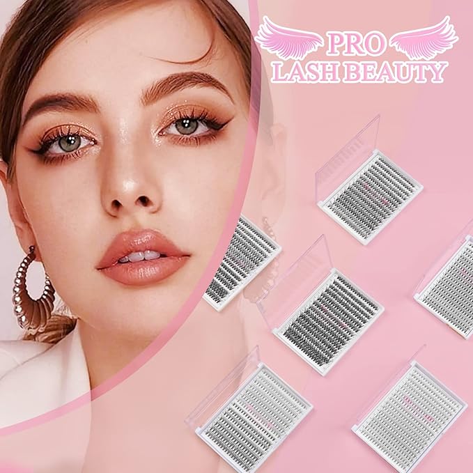 280 Individual Lashes - 40D, 10D, 20D, C, D Curl & Wispy Bottom Lashes - DIY At Home