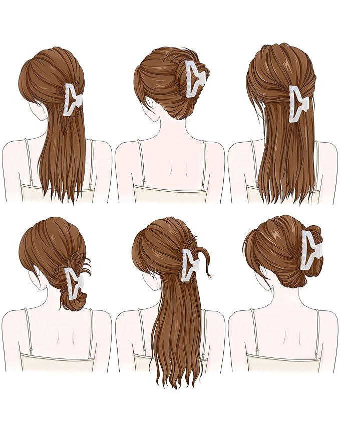 HOKEMP 4 Pcs Hair Claw Clips for Women - Medium Banana Claw Clip Non-Slip Acrylic Hairclips for Thick Thin Hair, Triangle Hollow Design (Color 6)