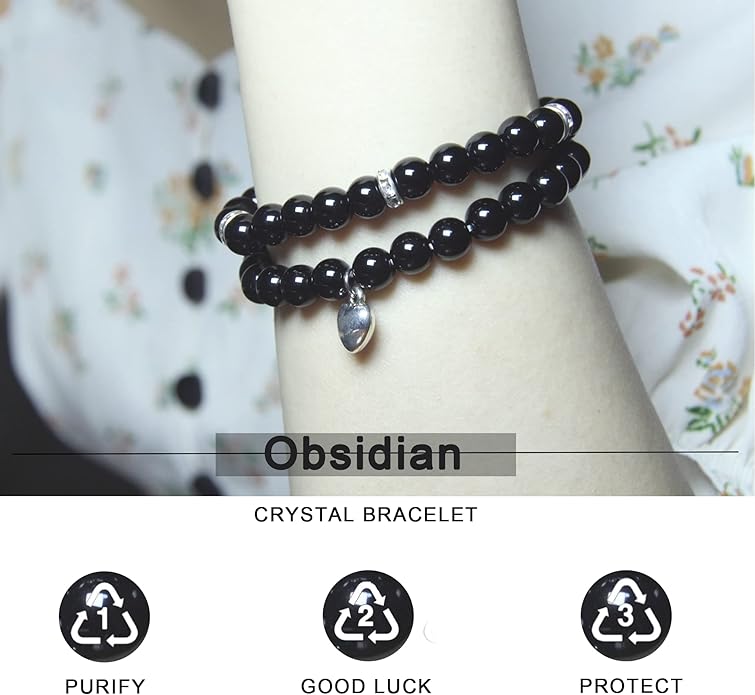 2Pcs Healing Crystal Bracelets for Women Handmade Beaded Bracelet Healing Prayers Crystal 8mm Natural Stone Beads Bracelet Stress Relief Get Well Soon Gifts