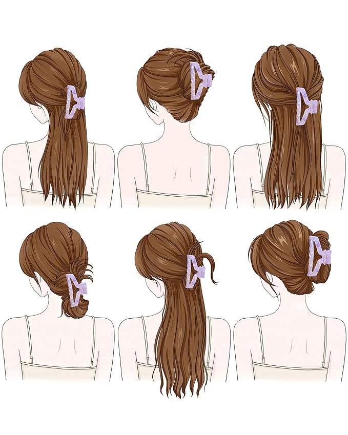 HOKEMP 4 Pcs Hair Claw Clips for Women - Medium Claw Clip Non-Slip Acrylic Hairclips for Thick Thin Hair, Triangle Hollow Design (Color 5)