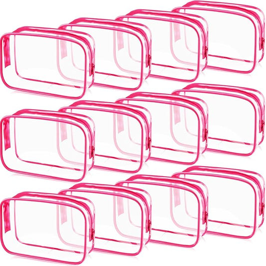 Weewooday 12 Pieces Clear Makeup Bags Cosmetic Storage Bags PVC Zipper Pouches Travel Waterproof Makeup Plastic Case for Women Organizing Toiletries Traveling Bathroom