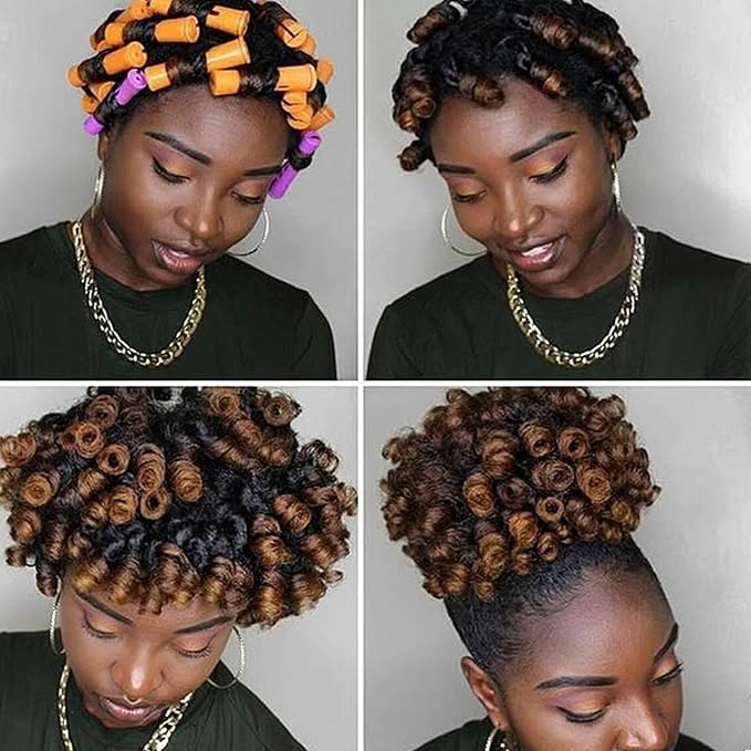 Perm Rods For Short Hair 2 Sizes Orange Purple Perm Rods Set For Black Women 40PCS Cold Wave Rods For Long Hair(40Pcs,Orange+Purple)