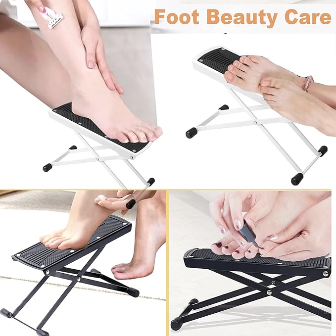 Foldable Pedicure Foot Rest, 6 Heights Adjustable Foot Stand Pedicure Tool, Non-Slip Sturdy Beauty Footrest for Easy-at Home Pedicures, Pedicure Stool Assistant for Home Foot Spa Bath