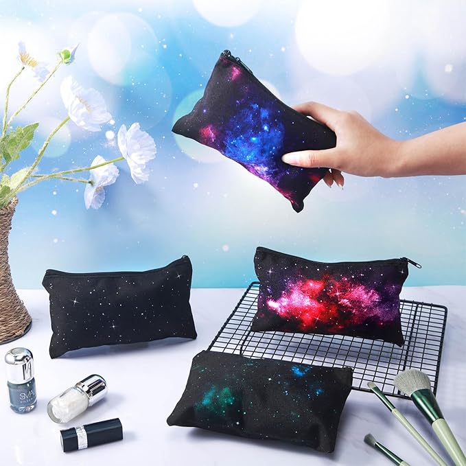 Reginary 20 Pieces Cosmetic Bag for Women, Roomy Makeup Bags with Zipper Toiletry Bag Pouch Travel Accessory Organizer Gifts, 7 x 4.3 Inches(Starry Sky)